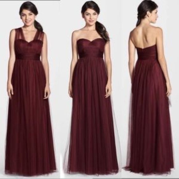 Jenny Yoo Dresses & Skirts - Jenny Yoo | Annabelle Convertible Strapless Ruched Bridesmaid Gown Wine Size 4